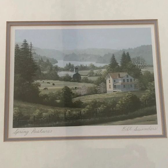 Vtg Bill Saunders Spring Pastures  Signed - Picture 3 of 13